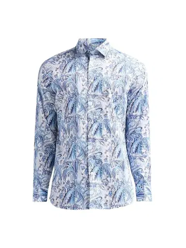 Etro Men's Roma Stretch-Cotton Shirt - Print On White Base - Size 18.5 | Thumbnail 1 Etro Men's Roma Stretch-Cotton Shirt - Print On White Base - Size 18.5 | Thumbnail 1