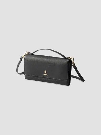 Prada Women's Leather Wallet with Shoulder Strap - Black | Thumbnail 2 Prada Women's Leather Wallet with Shoulder Strap - Black | Thumbnail 2