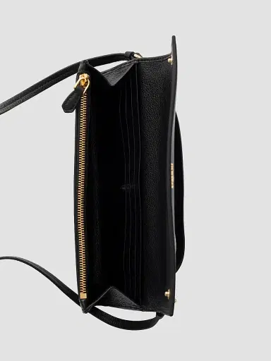Prada Women's Leather Wallet with Shoulder Strap - Black | Thumbnail 5 Prada Women's Leather Wallet with Shoulder Strap - Black | Thumbnail 5