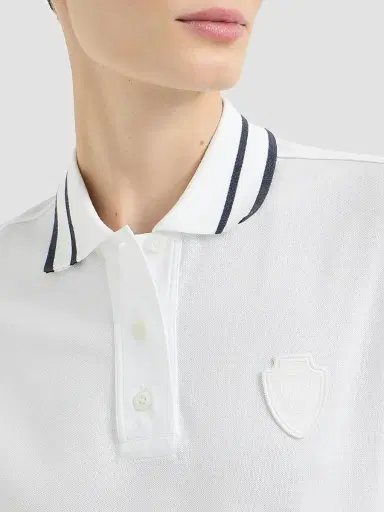 Brunello Cucinelli Women's Stretch Cotton Piqué Polo Shirt with Logo | Thumbnail 5 Brunello Cucinelli Women's Stretch Cotton Piqué Polo Shirt with Logo | Thumbnail 5