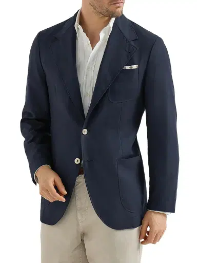 Brunello Cucinelli Men's Cashmere Batavia Deconstructed Blazer with Patch Pockets | Thumbnail 1 Brunello Cucinelli Men's Cashmere Batavia Deconstructed Blazer with Patch Pockets | Thumbnail 1