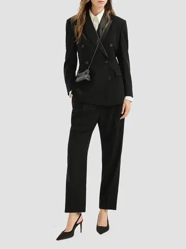 Brunello Cucinelli Women's Viscose and Virgin Wool Tuxedo Trousers - Black | Thumbnail 2 Brunello Cucinelli Women's Viscose and Virgin Wool Tuxedo Trousers - Black | Thumbnail 2