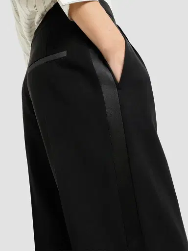 Brunello Cucinelli Women's Viscose and Virgin Wool Tuxedo Trousers - Black | Thumbnail 6 Brunello Cucinelli Women's Viscose and Virgin Wool Tuxedo Trousers - Black | Thumbnail 6