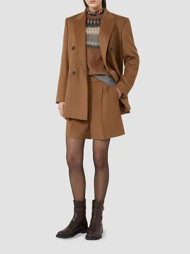 Max Mara Women's Wool Broadcloth Blazer - Tobacco | Thumbnail 2 Max Mara Women's Wool Broadcloth Blazer - Tobacco | Thumbnail 2