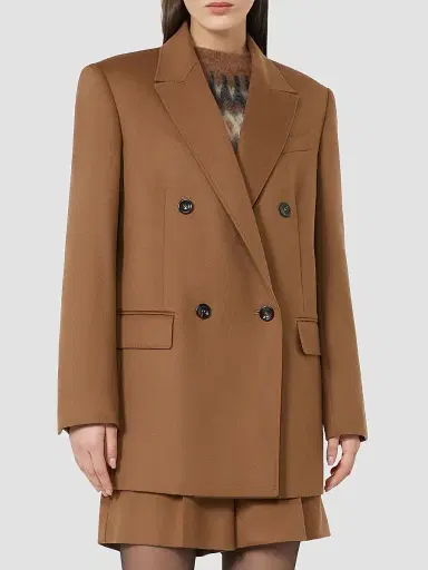 Max Mara Women's Wool Broadcloth Blazer - Tobacco | Thumbnail 3 Max Mara Women's Wool Broadcloth Blazer - Tobacco | Thumbnail 3