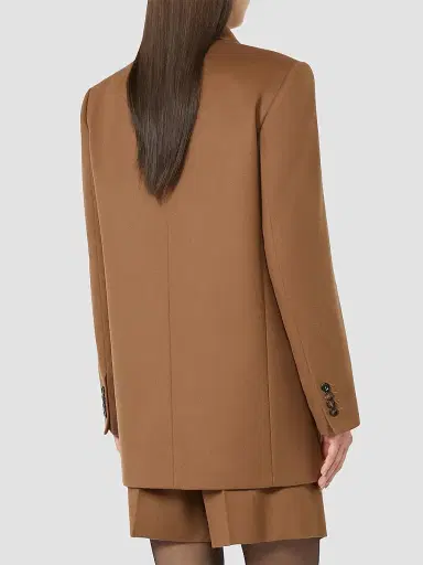 Max Mara Women's Wool Broadcloth Blazer - Tobacco | Thumbnail 4 Max Mara Women's Wool Broadcloth Blazer - Tobacco | Thumbnail 4