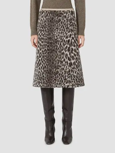 Max Mara Women's Jacquard Wool and Alpaca Calf Length Skirt - Ecru | Thumbnail 3 Max Mara Women's Jacquard Wool and Alpaca Calf Length Skirt - Ecru | Thumbnail 3