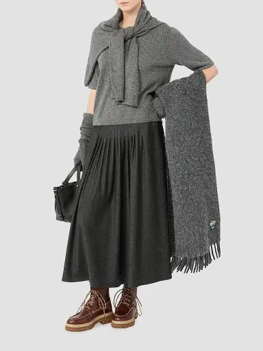 Weekend Max Mara Women's Stretch Wool Flannel Skirt - Dark Grey | Thumbnail 2 Weekend Max Mara Women's Stretch Wool Flannel Skirt - Dark Grey | Thumbnail 2