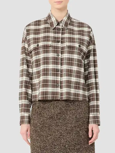 Weekend Max Mara Women's Wool and Cotton Flannel Shirt - Brown | Thumbnail 3 Weekend Max Mara Women's Wool and Cotton Flannel Shirt - Brown | Thumbnail 3