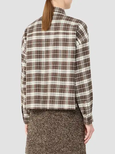 Weekend Max Mara Women's Wool and Cotton Flannel Shirt - Brown | Thumbnail 4 Weekend Max Mara Women's Wool and Cotton Flannel Shirt - Brown | Thumbnail 4