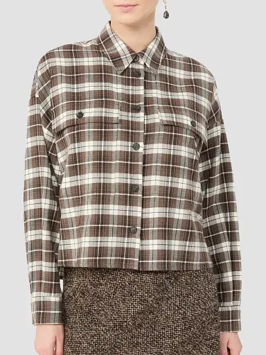 Weekend Max Mara Women's Wool and Cotton Flannel Shirt - Brown | Thumbnail 5 Weekend Max Mara Women's Wool and Cotton Flannel Shirt - Brown | Thumbnail 5