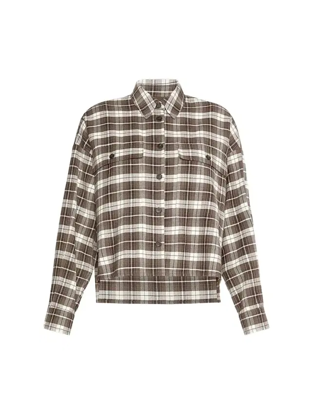 Women's Wool and Cotton Flannel Shirt - Brown Women's Wool and Cotton Flannel Shirt - Brown