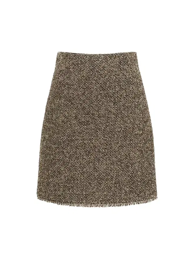 Women's Wool Blend Boucle Short Skirt - Brown Women's Wool Blend Boucle Short Skirt - Brown
