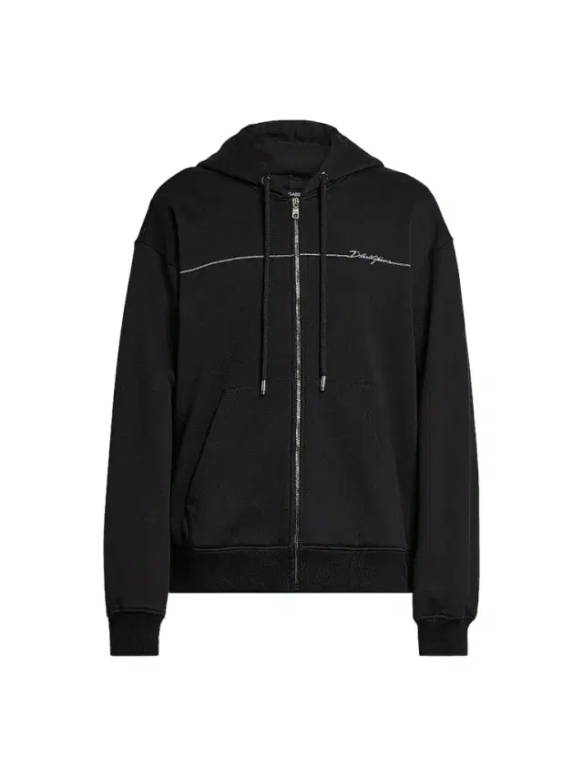 Men's Logo Cotton Zip-Front Hoodie - Nero Men's Logo Cotton Zip-Front Hoodie - Nero
