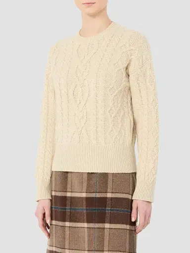Weekend Max Mara Women's Cable Knit Wool Yarn Jumper - Beige | Thumbnail 3 Weekend Max Mara Women's Cable Knit Wool Yarn Jumper - Beige | Thumbnail 3