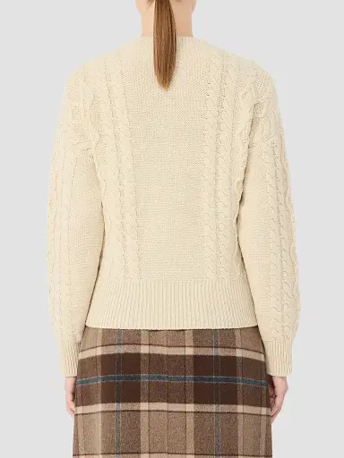 Weekend Max Mara Women's Cable Knit Wool Yarn Jumper - Beige | Thumbnail 4 Weekend Max Mara Women's Cable Knit Wool Yarn Jumper - Beige | Thumbnail 4
