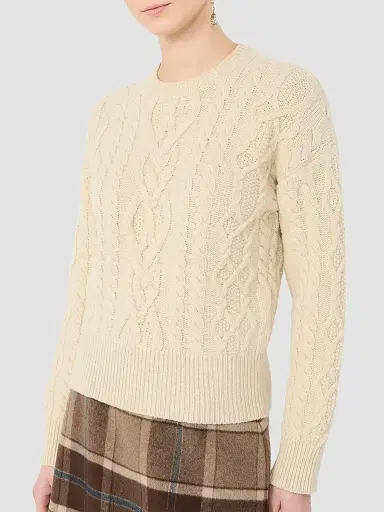 Weekend Max Mara Women's Cable Knit Wool Yarn Jumper - Beige | Thumbnail 5 Weekend Max Mara Women's Cable Knit Wool Yarn Jumper - Beige | Thumbnail 5
