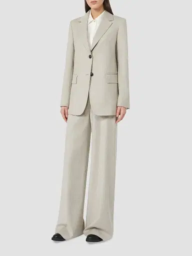 Max Mara Women's Single Breasted Wool Flannel Blazer - White | Thumbnail 2 Max Mara Women's Single Breasted Wool Flannel Blazer - White | Thumbnail 2
