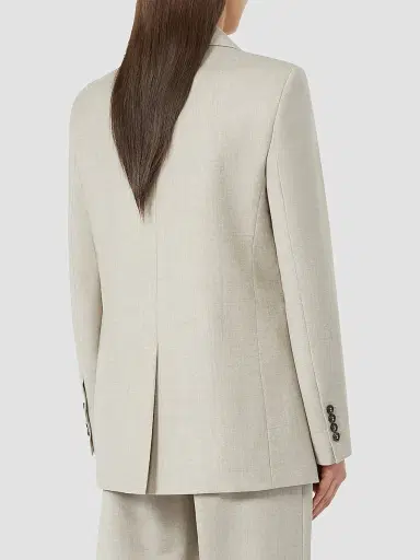 Max Mara Women's Single Breasted Wool Flannel Blazer - White | Thumbnail 4 Max Mara Women's Single Breasted Wool Flannel Blazer - White | Thumbnail 4