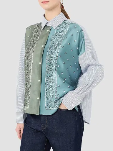 Weekend Max Mara Women's Technical Twill and Cotton Poplin Shirt | Thumbnail 4 Weekend Max Mara Women's Technical Twill and Cotton Poplin Shirt | Thumbnail 4