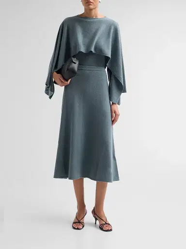 Zimmermann Women's Valiant Wool Draped Sweater - Deco Blue | Thumbnail 2 Zimmermann Women's Valiant Wool Draped Sweater - Deco Blue | Thumbnail 2