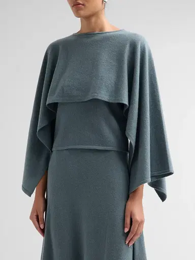 Zimmermann Women's Valiant Wool Draped Sweater - Deco Blue | Thumbnail 4 Zimmermann Women's Valiant Wool Draped Sweater - Deco Blue | Thumbnail 4