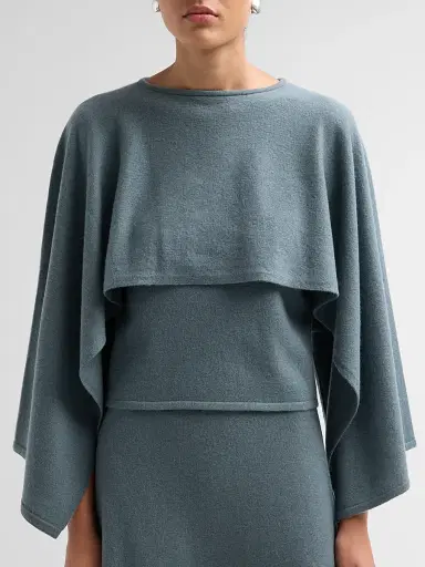 Zimmermann Women's Valiant Wool Draped Sweater - Deco Blue | Thumbnail 5 Zimmermann Women's Valiant Wool Draped Sweater - Deco Blue | Thumbnail 5
