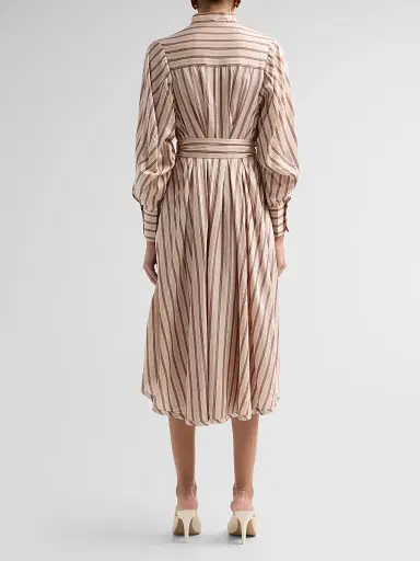 Zimmermann Women's Valiant Tuck Midi Shirtdress - Cream Rose Stripe | Thumbnail 3 Zimmermann Women's Valiant Tuck Midi Shirtdress - Cream Rose Stripe | Thumbnail 3