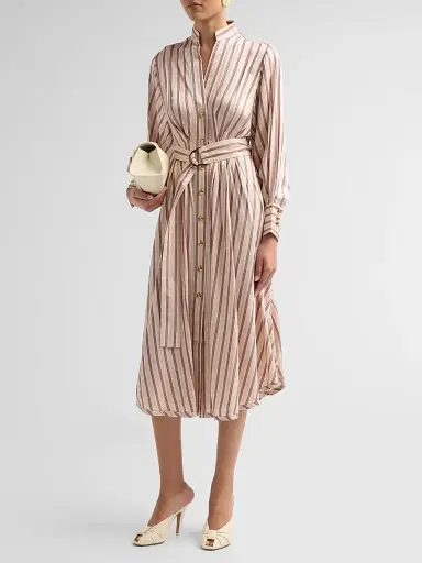 Zimmermann Women's Valiant Tuck Midi Shirtdress - Cream Rose Stripe | Thumbnail 4 Zimmermann Women's Valiant Tuck Midi Shirtdress - Cream Rose Stripe | Thumbnail 4