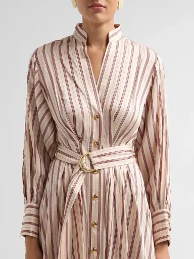 Zimmermann Women's Valiant Tuck Midi Shirtdress - Cream Rose Stripe | Thumbnail 5 Zimmermann Women's Valiant Tuck Midi Shirtdress - Cream Rose Stripe | Thumbnail 5