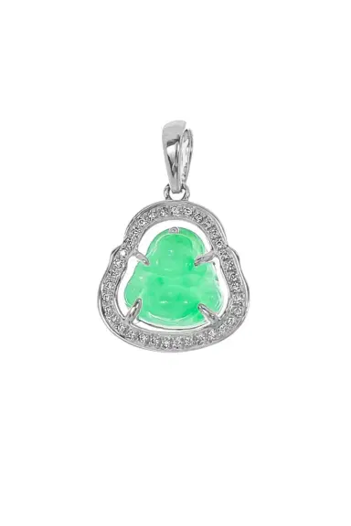 DANA REBECCA DESIGNS Jade Diamond Mini Buddha Pendant - White Gold | Thumbnail 1 DANA REBECCA DESIGNS Jade Diamond Mini Buddha Pendant - White Gold | Thumbnail 1