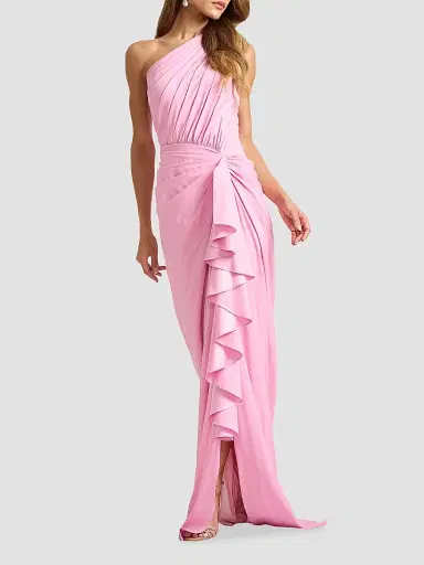 Tadashi Shoji Women's Ruffled Jersey One-Shoulder Gown - Candy Pink | Thumbnail 3 Tadashi Shoji Women's Ruffled Jersey One-Shoulder Gown - Candy Pink | Thumbnail 3