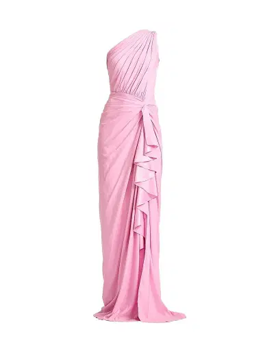 Tadashi Shoji Women's Ruffled Jersey One-Shoulder Gown - Candy Pink | Thumbnail 1 Tadashi Shoji Women's Ruffled Jersey One-Shoulder Gown - Candy Pink | Thumbnail 1