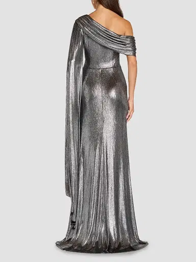 Tadashi Shoji Women's Zeka Metallic Cape Sleeve Gown - Steel | Thumbnail 3 Tadashi Shoji Women's Zeka Metallic Cape Sleeve Gown - Steel | Thumbnail 3