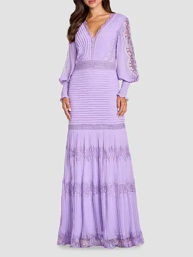 Tadashi Shoji Women's Nyssa Bishop Sleeve Gown - Purple Haze | Thumbnail 2 Tadashi Shoji Women's Nyssa Bishop Sleeve Gown - Purple Haze | Thumbnail 2