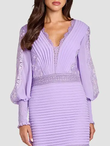 Tadashi Shoji Women's Nyssa Bishop Sleeve Gown - Purple Haze | Thumbnail 4 Tadashi Shoji Women's Nyssa Bishop Sleeve Gown - Purple Haze | Thumbnail 4