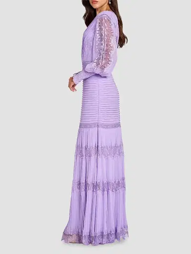 Tadashi Shoji Women's Nyssa Bishop Sleeve Gown - Purple Haze | Thumbnail 5 Tadashi Shoji Women's Nyssa Bishop Sleeve Gown - Purple Haze | Thumbnail 5