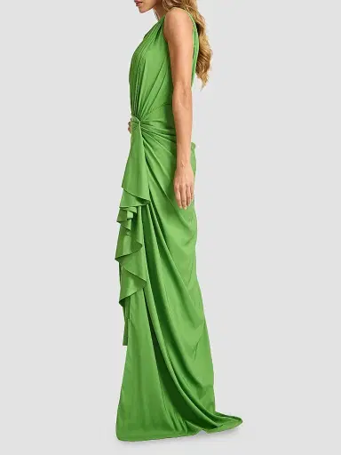 Tadashi Shoji Women's Ruffled Jersey One-Shoulder Gown - Cactus | Thumbnail 6 Tadashi Shoji Women's Ruffled Jersey One-Shoulder Gown - Cactus | Thumbnail 6