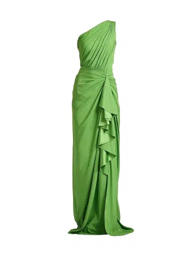 Tadashi Shoji Women's Ruffled Jersey One-Shoulder Gown - Cactus | Thumbnail 1 Tadashi Shoji Women's Ruffled Jersey One-Shoulder Gown - Cactus | Thumbnail 1