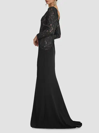 Tadashi Shoji Women's Corwin Embroidered Illusion Gown - Black Beige | Thumbnail 5 Tadashi Shoji Women's Corwin Embroidered Illusion Gown - Black Beige | Thumbnail 5