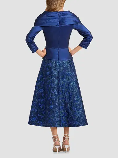 Tadashi Shoji Women's Renwick Portrait Jaquard Cocktail Dress - Navy Multi | Thumbnail 3 Tadashi Shoji Women's Renwick Portrait Jaquard Cocktail Dress - Navy Multi | Thumbnail 3