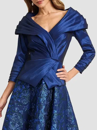 Tadashi Shoji Women's Renwick Portrait Jaquard Cocktail Dress - Navy Multi | Thumbnail 4 Tadashi Shoji Women's Renwick Portrait Jaquard Cocktail Dress - Navy Multi | Thumbnail 4