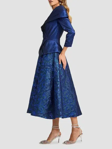 Tadashi Shoji Women's Renwick Portrait Jaquard Cocktail Dress - Navy Multi | Thumbnail 5 Tadashi Shoji Women's Renwick Portrait Jaquard Cocktail Dress - Navy Multi | Thumbnail 5