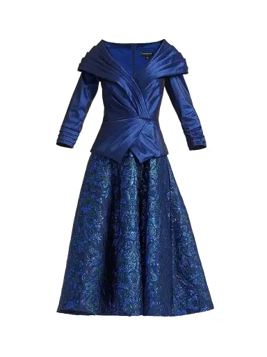 Tadashi Shoji Women's Renwick Portrait Jaquard Cocktail Dress - Navy Multi | Thumbnail 1 Tadashi Shoji Women's Renwick Portrait Jaquard Cocktail Dress - Navy Multi | Thumbnail 1