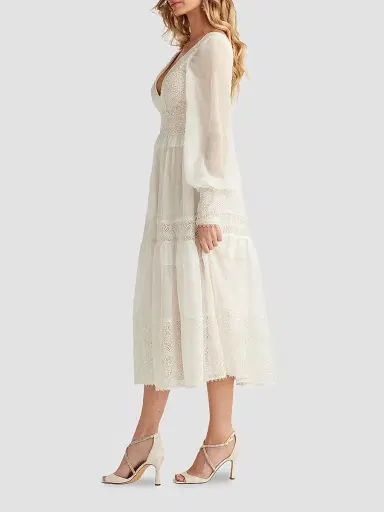 Tadashi Shoji Women's Loic Lace Panel Midi Dress - Petal | Thumbnail 5 Tadashi Shoji Women's Loic Lace Panel Midi Dress - Petal | Thumbnail 5