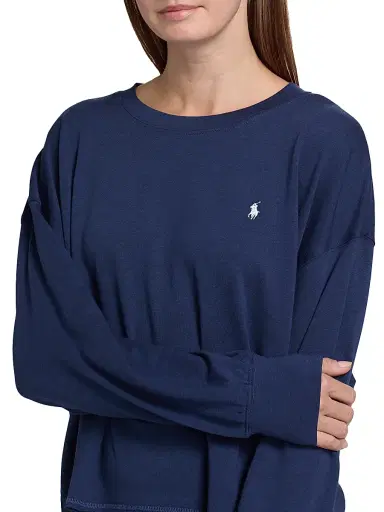 Polo Ralph Lauren Women's French Terry 2-Piece Pajama Set - Navy | Thumbnail 6 Polo Ralph Lauren Women's French Terry 2-Piece Pajama Set - Navy | Thumbnail 6