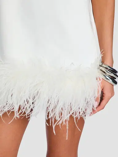 Retrofête Women's Ragna Feather-Trim Mini Dress - White | Thumbnail 5 Retrofête Women's Ragna Feather-Trim Mini Dress - White | Thumbnail 5