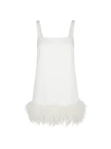 Retrofête Women's Ragna Feather-Trim Mini Dress - White | Thumbnail 1 Retrofête Women's Ragna Feather-Trim Mini Dress - White | Thumbnail 1