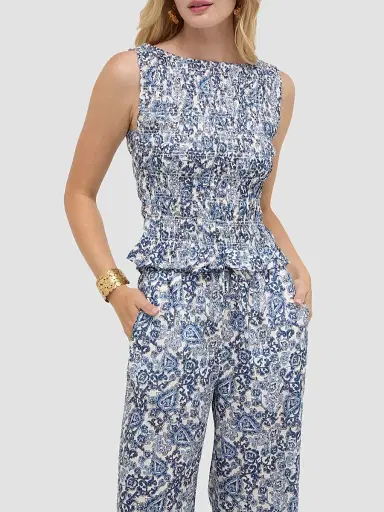 Hill House Home Women's The Phoebe Nap Top - Chedworth Paisley Blue | Thumbnail 3 Hill House Home Women's The Phoebe Nap Top - Chedworth Paisley Blue | Thumbnail 3
