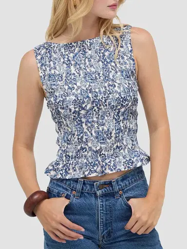 Hill House Home Women's The Phoebe Nap Top - Chedworth Paisley Blue | Thumbnail 4 Hill House Home Women's The Phoebe Nap Top - Chedworth Paisley Blue | Thumbnail 4